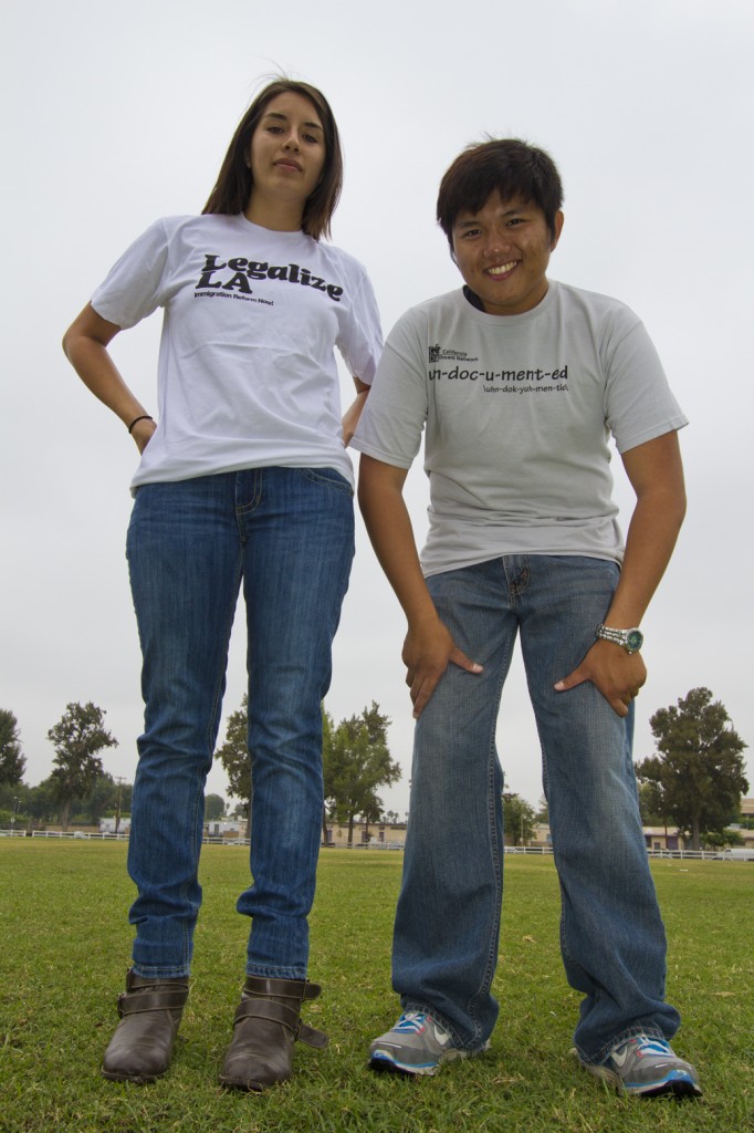 We B.U.I.L.D club members Estefania Pulido and Regemralph Corpuz pose for a photograph. Both are undocumented students who stand to benefit from the passing of the Dream Act. Photo: Jose Romero