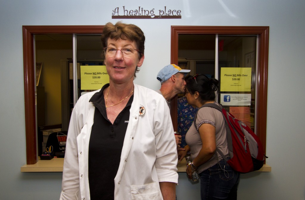 Student Health Center Director Beth Benne, R.N., Poses for a photo inside the lobby of the Student Health Center. Photo: Jose Romero