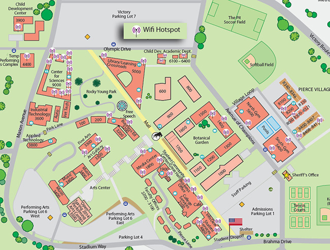 A map showing the wi-fi hotspots around the campus of Pierce College. Photo provided by Doreen Clay