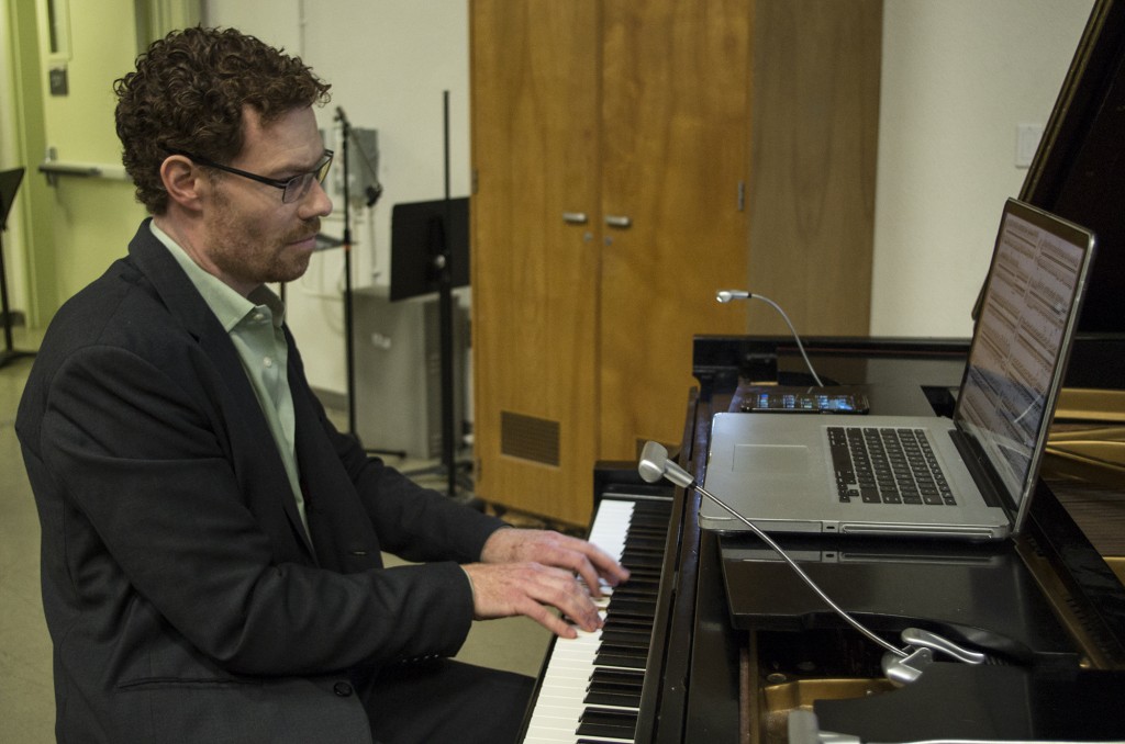 Frank Garvey plays the piano at the spring Thursday concert in the Music Building at Pierce College in Woodland Hills Calif., April 24,2014. Photo: Diego Barajas.