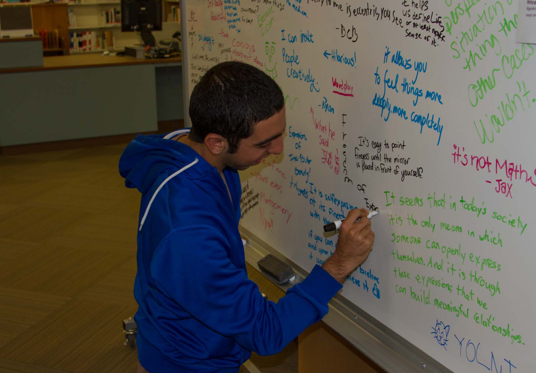 Pierce students use poetry whiteboard to express themselves