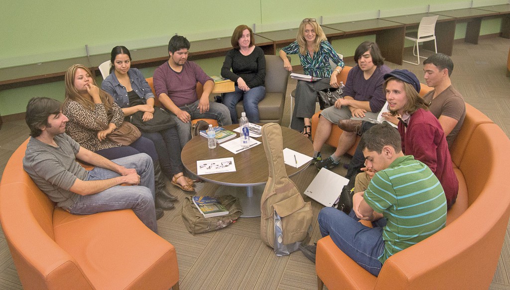 The French club doing charades in the ASO room at Pierce College in Woodland Hills, Calif. on Thursday, April 24, 2014. They are playing Charades and answering in French the answers. Photo: Marc Dionne