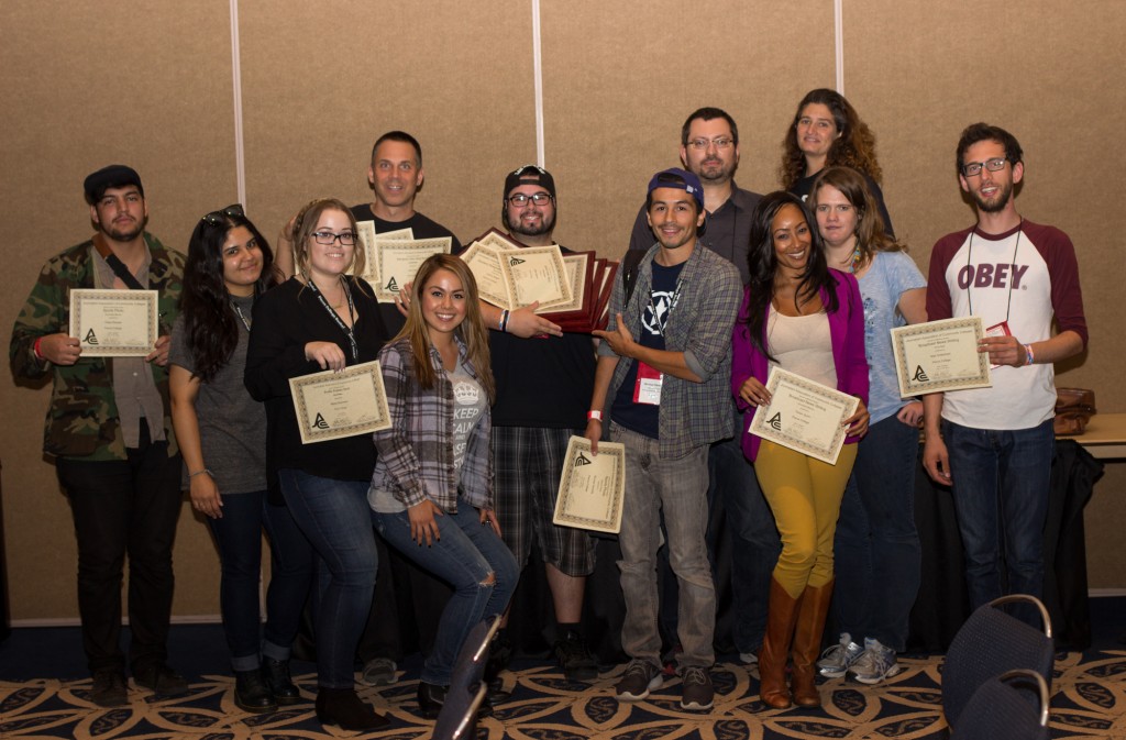 The Roundup and KPCRadio.com staff pose for a group picture after receiving awards at JACC. Photo: Nicolas Heredia