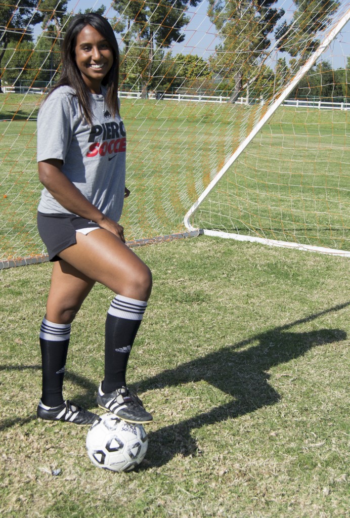 Taylor Bailey is a goalie and forward for the Woman's soccer team here at The Pit soccer field at Pierce College in woodland Hills, Calif. on Monday, Oct. 20, 2014. taylor has been playing soccer since 4 years old as she said. Photo: Marc Dionne