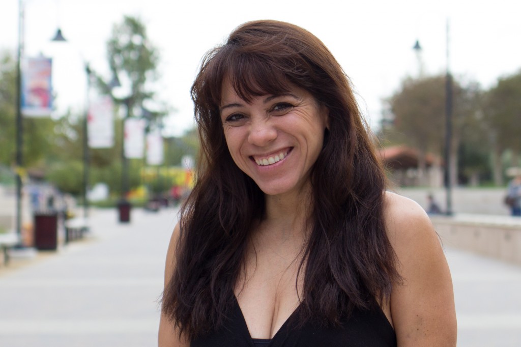 kim Slater poses for a portrait on the mall of Pierce College in Woodland Hills, Calif., on Nov. 20, 2014. Photo: Nicolas Heredia