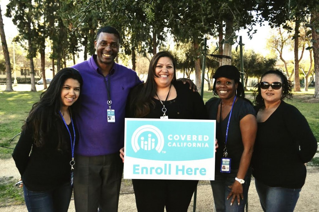 Covered California reps at Pierce College in Woodland Hills, Calif., on Monday, Feb. 9. Photo by Calvin Alagot.