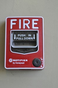 A fire alarm switch in the CFS building at Pierce College in Woodland Hills, Calif. on 3/25/2015. Photo by Joseph Rivas