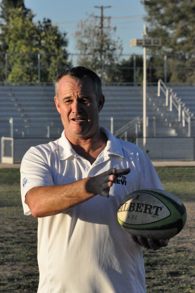 Head coach Phil Grieve giving instructions to his players  on how to pass the ball during practice at Cleveland High School on March 26, 2015 at Reseda, Calif. Photo by Joseph Rivas