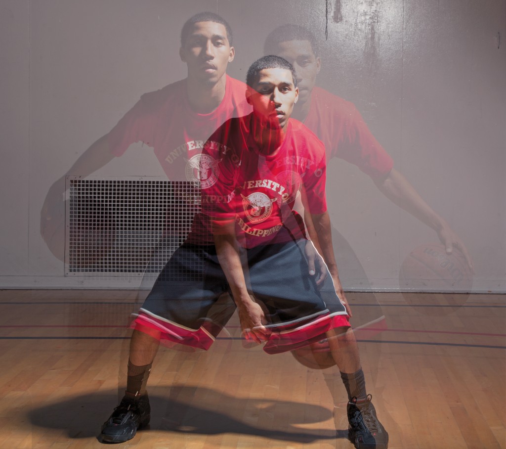 JR Williams exhibits his basketball dribbling skills inside the South Gym. Ranked 5th in assists overall with 209, Williams helped his team make the playoffs. Photo by: Mohammad Djauhari 