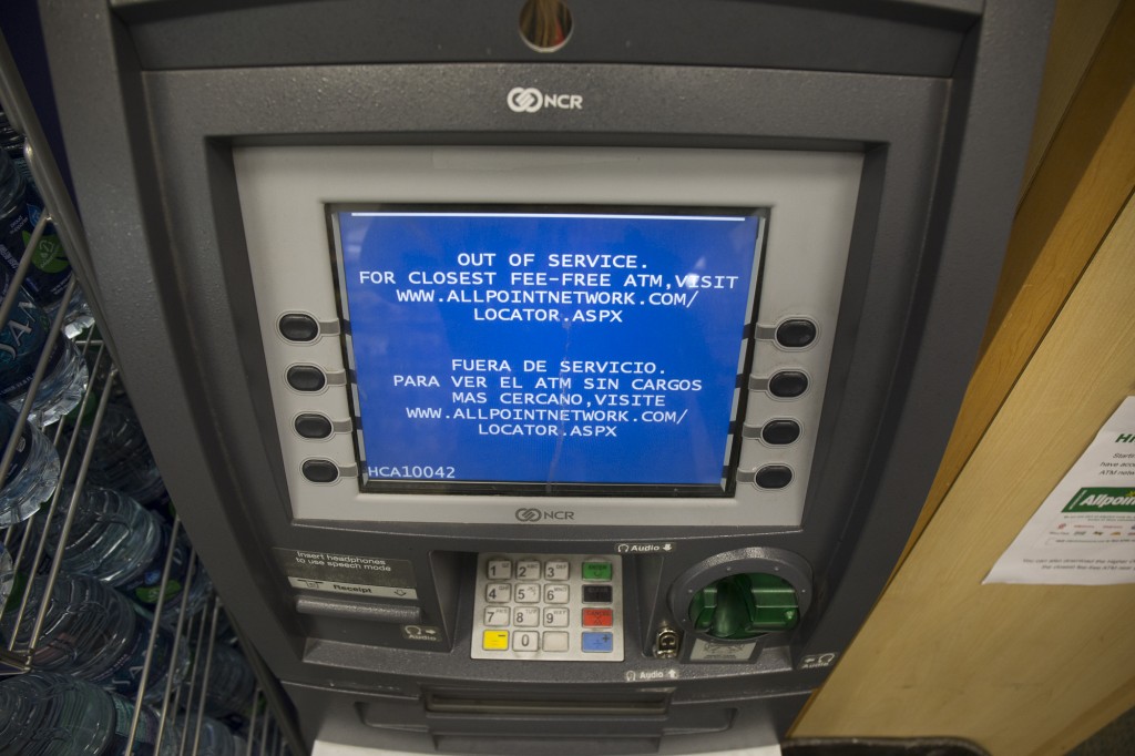 The ATM machines at Pierce College are temporarily out of service for one month due to FASFA switching banks. Photo: Taylor Arthur