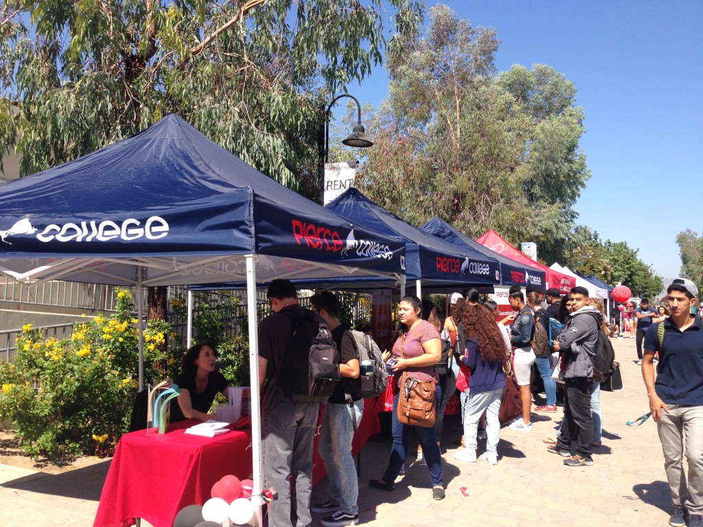 Representatives from different departments displayed their tents along the mall for the Pierce College Student Service Fair on Wed Sept. 7, 2016. At Pierce College in Woodland Hills, Calif. Photo by Samantha Bravo