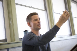 Justin Dahlbeg explains perspective in a fine arts building classroom on Oct. 25, 2016 in Woodland Hills, Calif. Photo by Taylor Arthur