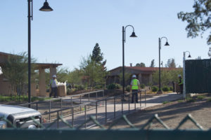 The Juniper building with construction workers at Pierce College in Woodland Hills, Calif. on Nov. 29, 2016. Photo: Marc Dionne