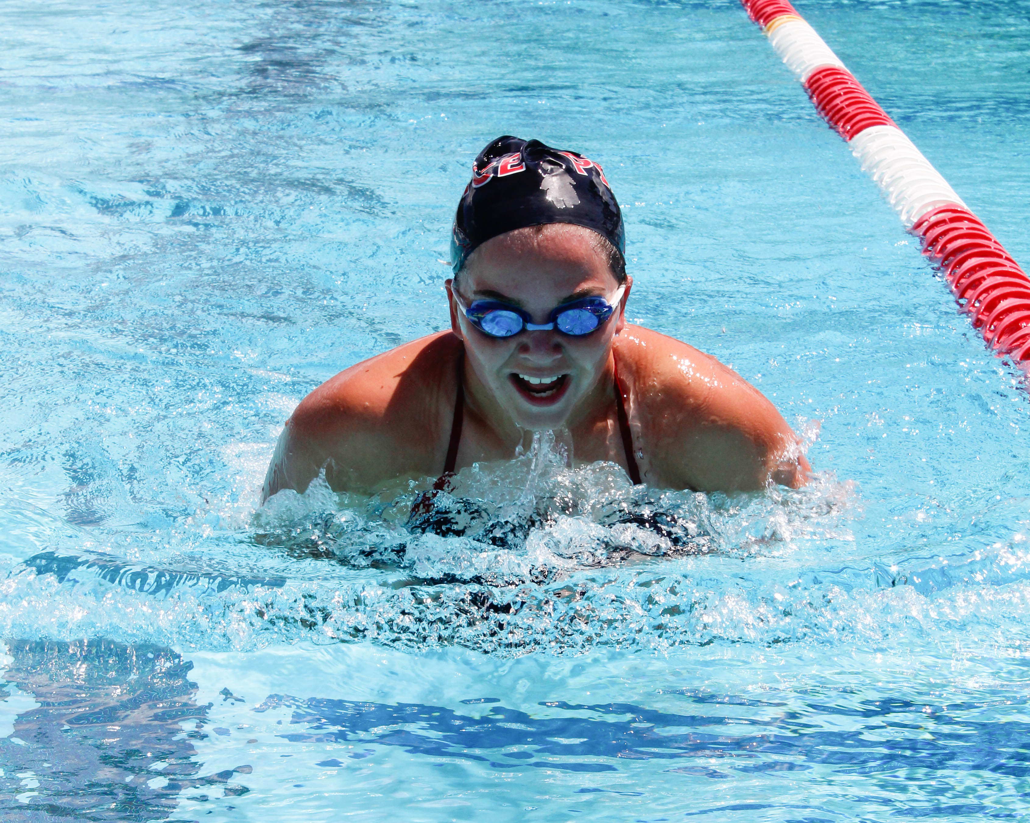 Swimming for her goals